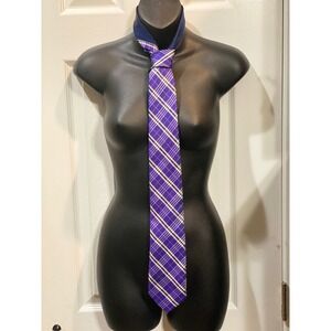 Tommy Hilfiger Men's Necktie Purple Plaid Pattern Business Casual